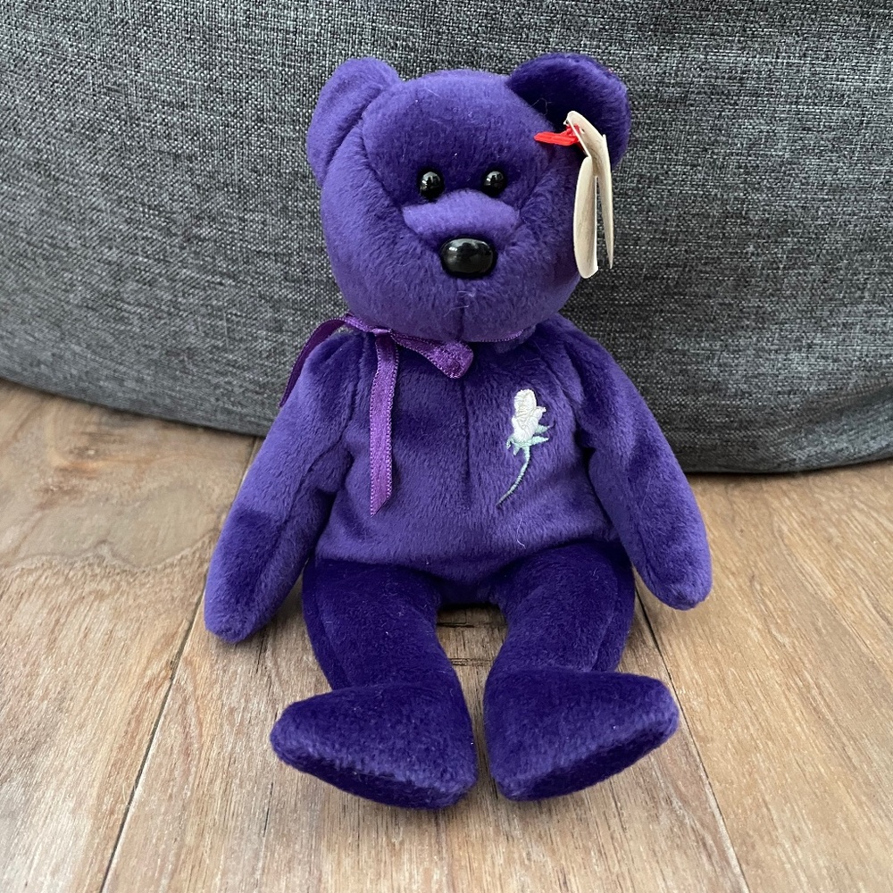Tags Attached Princess Diana Ty Beanie Baby "Princess" Teddy Bear